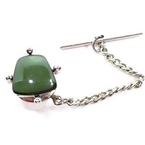 Sarah Coventry Dark Jade Green Stone Tie Tack